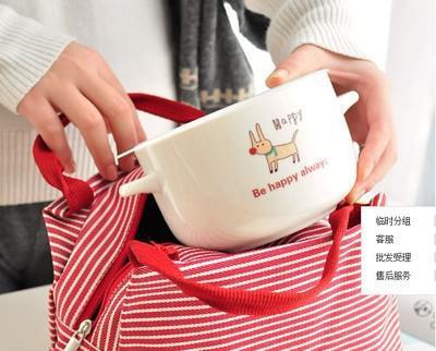 工廠直銷牛津布條紋便當包 多功能飯盒包與化妝品收納袋的完美之選